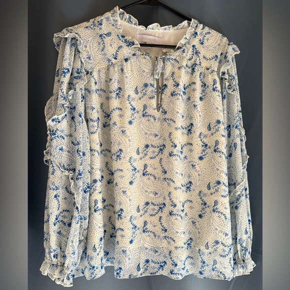 Sugarlips Tops - Sugarlips Blue and White Paisley Blouse